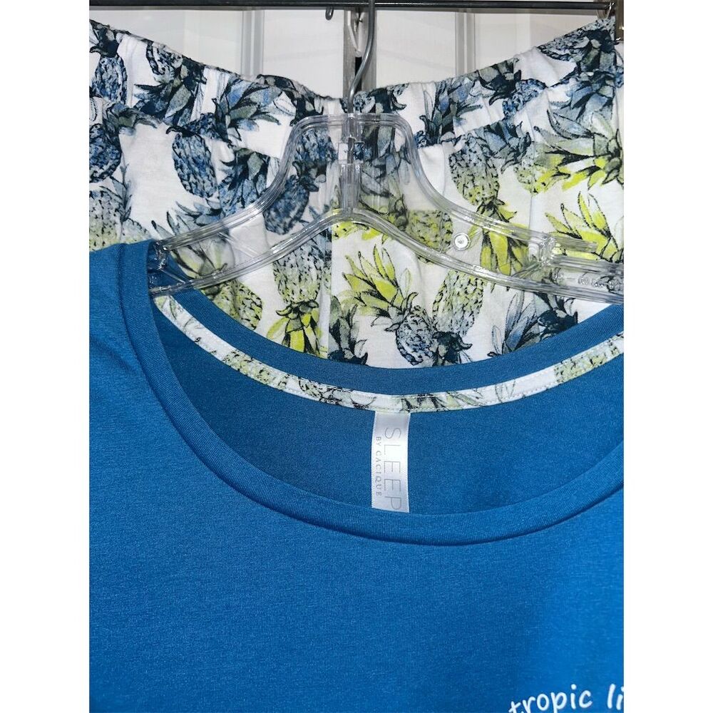 Cacique Women's Plus Size 18/20 Pajama Set Pineapple Graphic Print Blue - Picture 3 of 7
